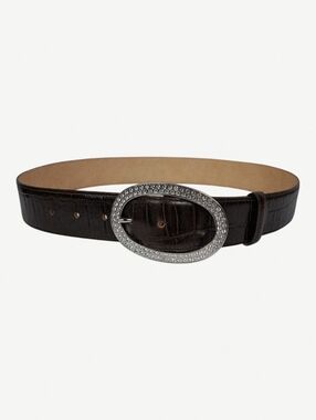 Canterbury Golf Croc-Embossed Leather Rhinestone Belt
